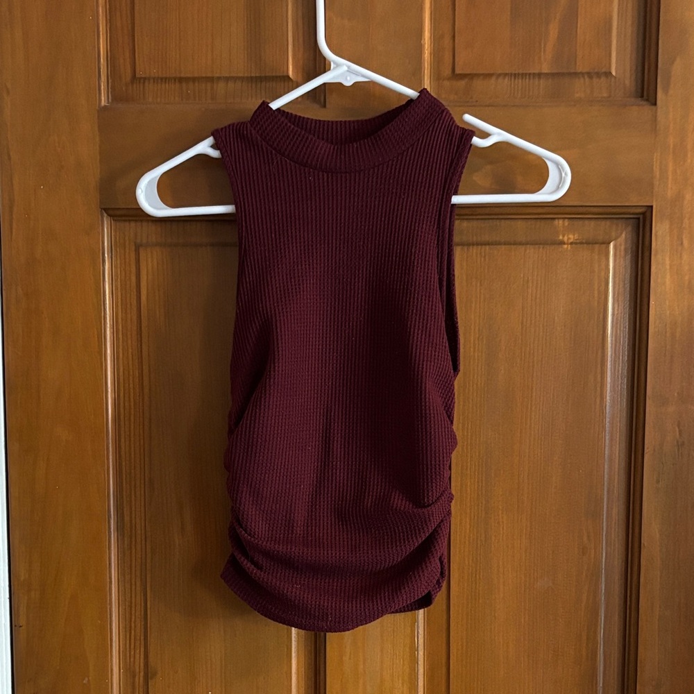 Sleeveless Burgundy Ribbed Top